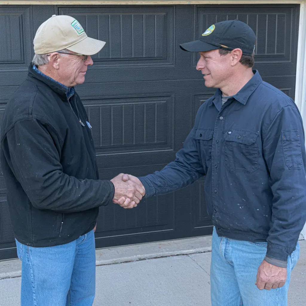 Garage door being serviced at a home in Hamilton, OH